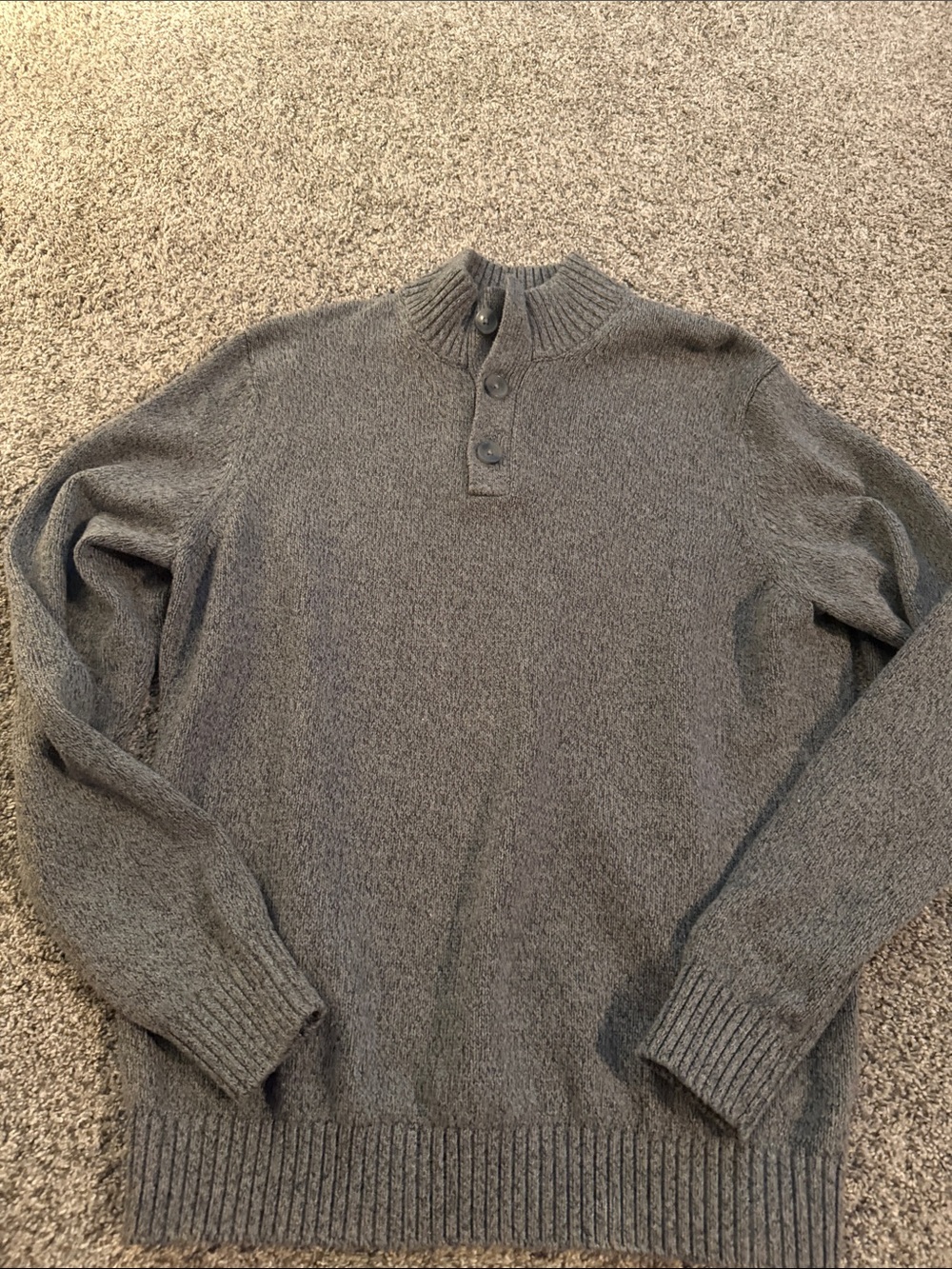 Izod Men's Gray Zip-Up Button Mock Neck Sweater